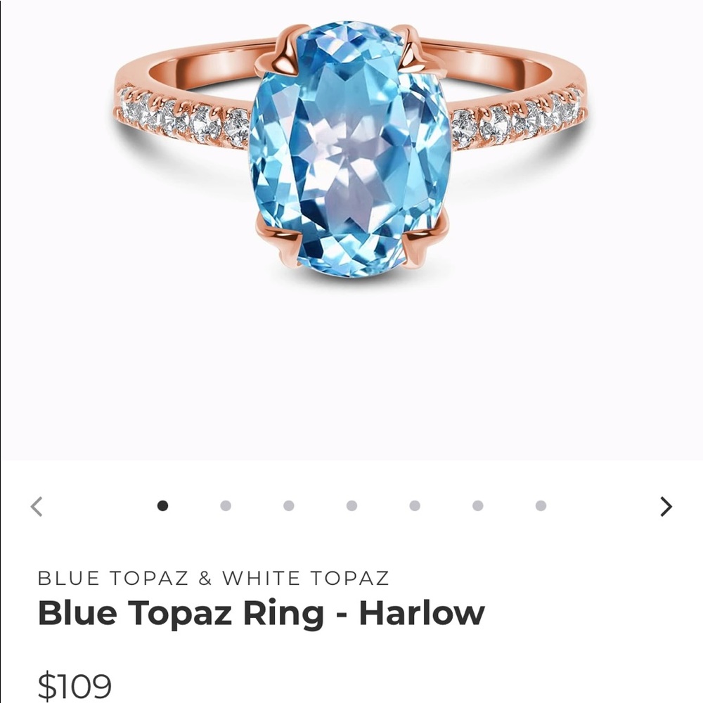 Rose gold blue topaz ring set